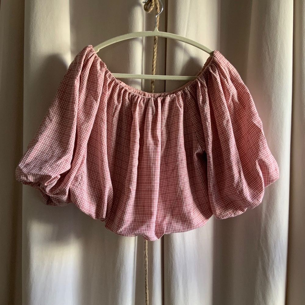 Checkered Easel brand Crop blouse